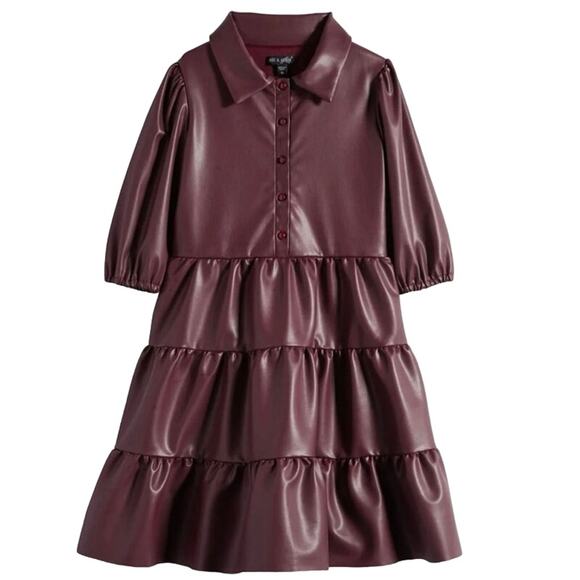 Ava & Yelly Other - Ava & Yelly Faux Leather Dress Burgundy Girls Size 12